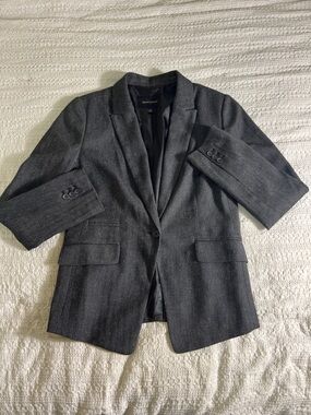 Banana Republic Gray Herringbone Blazer with Black Lining size 8